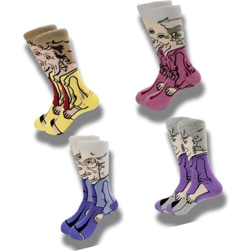 Golden Girls Cartoon Socks Hip Hop Anime print Funny Tube Socks Novelty Men Women Personalized Casual Cotton Fun Socks