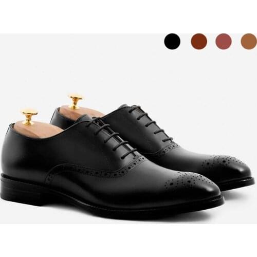 Oxford Brogue Style Man Dress Shoes Formal Solid Business Shoe Fashion Designer Best Genuine Leather Mens Shoes