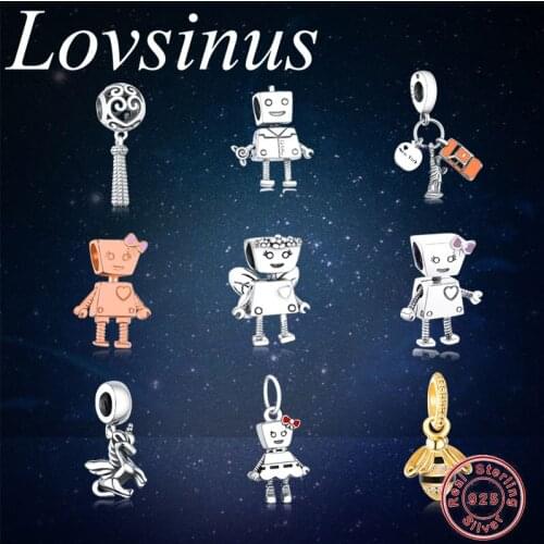 925 Sterling Silver Robot Girl Bella Bot Set Charm Fits Original Europe Charms Bracelet Bead Pendant DIY Jewelry Berloque Makin
