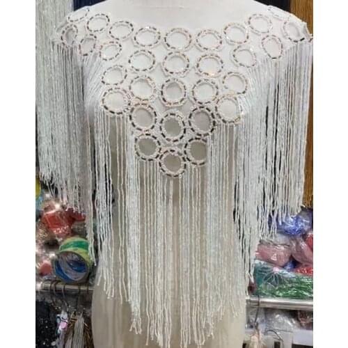 Fully Handmade Beaded Fringe necklace handmade lace tassle trim for wedding bridal gown dress/party