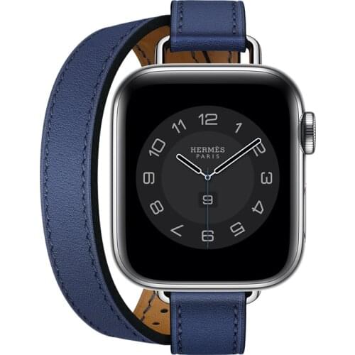 Double Tour Strap for Apple Watch 6 Se 40mm 44mm Band for Iwatch Series 6 5 4 3 38mm 42mm Bands Women Slim Leather Correa Wrist