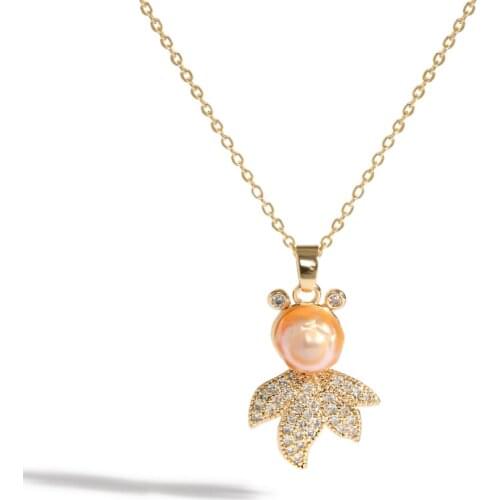 Kfvanfi Womens Luxury Natural 7-8mm Pearl Shell Necklace Womens Wedding Pendant Necklace Fashion Jewelry