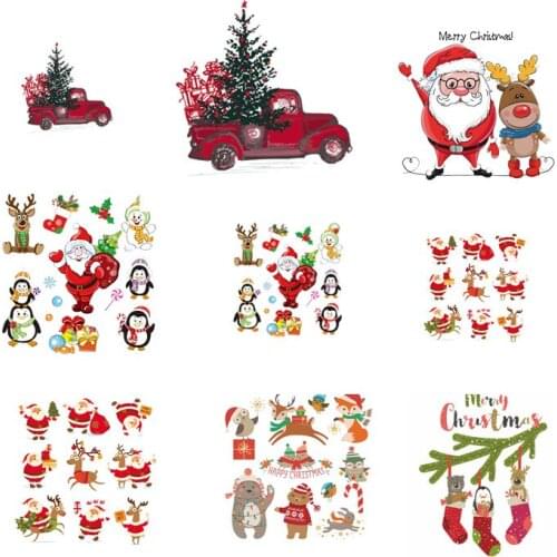 Christmas Heat Transfer Iron On Transfers Patches For Clothes Stickers Heat Transfer Vinyl Patches For Clothing Applique DIY