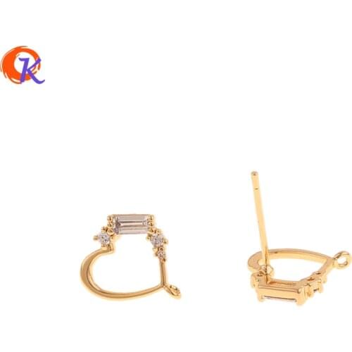 Cordial Design 20Pcs 11*11MM CZ Earrings Stud/Jewelry Accessories/Genuine Gold Plating/Hand Made/DIY Making/Earring Findings