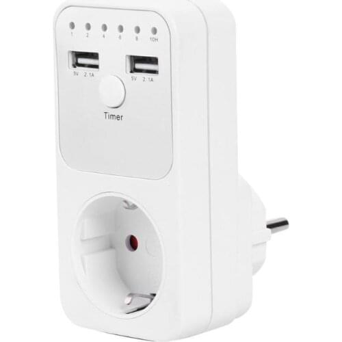Smart 5V 2A EU Plug Timing Socket Timer Switch Countdown Outlet Controller With 2 USB Port Plug Charger Switch Power Outlet