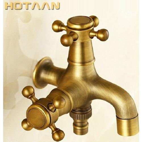 Long garden use Bibcock faucet tap crane Antique Brass Finish Bathroom Wall Mount Washing Machine Water Faucet Taps YT-5169