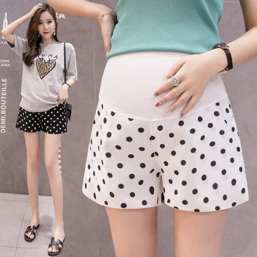 Loose Wide Leg Hot Chiffon Black and White dot Pants Shorts for Pregnant Women Summer Fashion Maternity Pants