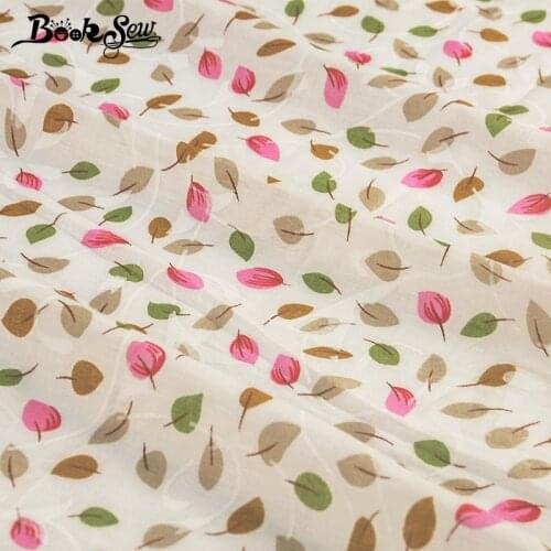Booksew Telas Printed Leaf Tecido 100% Cotton Patchwork Light Yellow Fabric Dye Patchwork Sewing Plain Tecido Tissu Materials