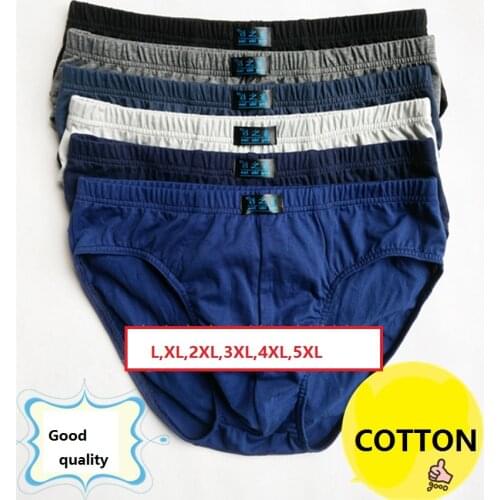 L,XL,2XL,3XL,4XL,5XL Solid Briefs Mens Cotton Underwear Male panties comfortable breathable underwear 4pcs/lot multi-colors