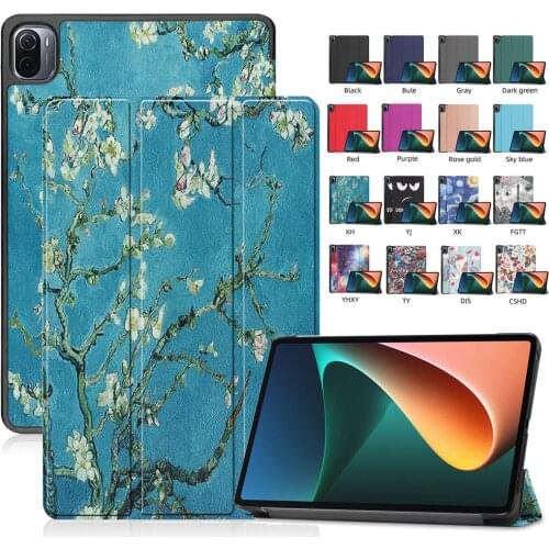 Smart Fold Leather Book Cover for Xiaomi Pad 5 Pro 5G 11 2021 Flip Case Tablet Folio Caster Hard Holder Shell Funda Mi Pad5 5Pro