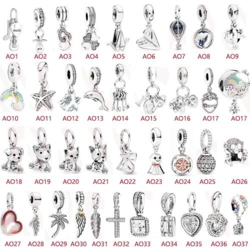 High Quality Fashion Classic Authentic Retro Cat. Dog Pendant Charm Original Ladies 925 Sterling Silver Diy Bracelet Gift