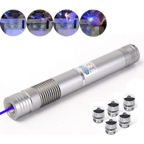 High Power 450nm Focusable Blue Laser Pointer Pen 5000m Visible Beam Presentation Pen Flashlight Burn Not included Battery