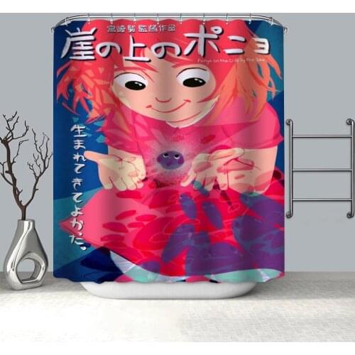 Polyester Fabric Custom Ponyo On The Cliff By The Sea Shower Curtain Modern Bathroom Curtain Waterproof HD Printing Bath Curtain
