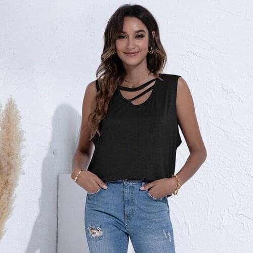 Summer T-shirt Womens 2021 Black Irregular V-neck Loose Casual Tops Fashion Street Tshirt