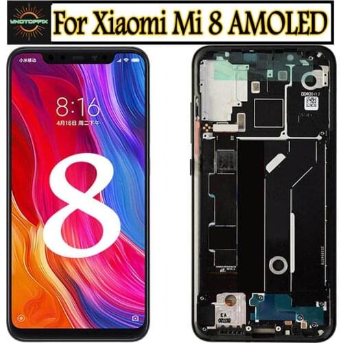 AMOLED for Xiaomi Mi 8 Mi8 Lcd Display Digitizer Assembly Touch Screen M1803E1A LCD with Frame 6.21"for Xiaomi Mi 8 LCD Display