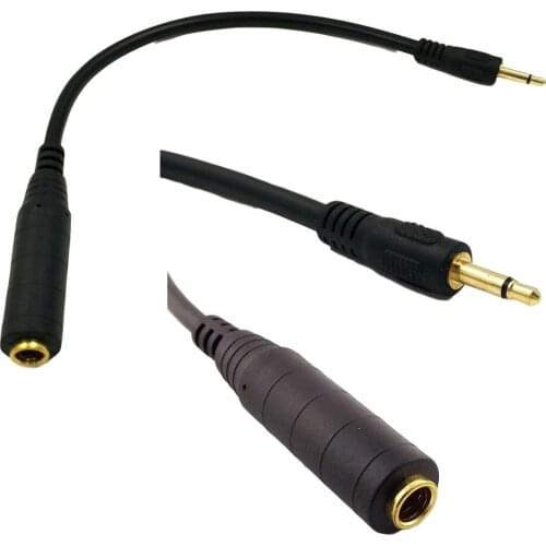 1pc 1Ft 3.5mm 1/8" Male to 6.35mm 1/4 Female Mono Audio Adapter Converter Connector Cord Black Cable