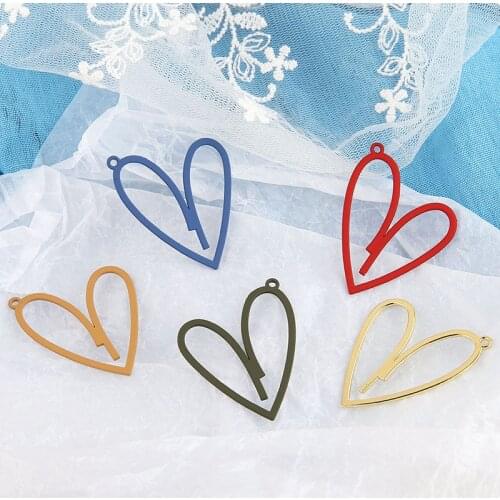 10pcs Korean Fashion Alloy Matte Spray Paint Hollow Heart Statement Earrings For Women Pendant Material Diy Jewelry Accessories