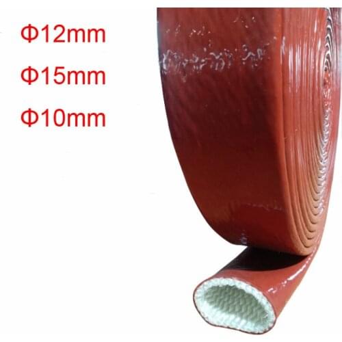10mm 12mm 15mm Silicone rubber insulated tube Fire heat resistant pipe Heat insulation hose oil tube protect glass fibre sleeve
