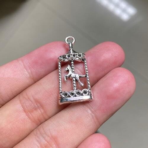 12pcs Fashion Merry-Go-Round DIY Couples Pendant Necklace Earrings Accessories Charms Findings Jewelry Making Supplies Wholesale