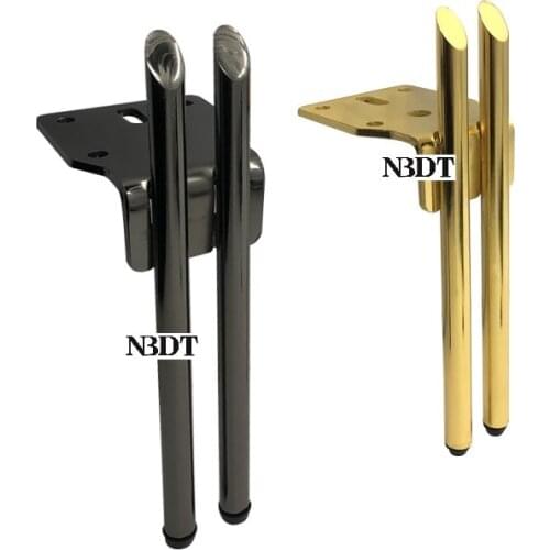 2Pcs 15CM 18CM Titanium Gold Gun Black Furniture Cabinet Cupboard Bed Sofa Feet Leg Dual Pole Support Bracket