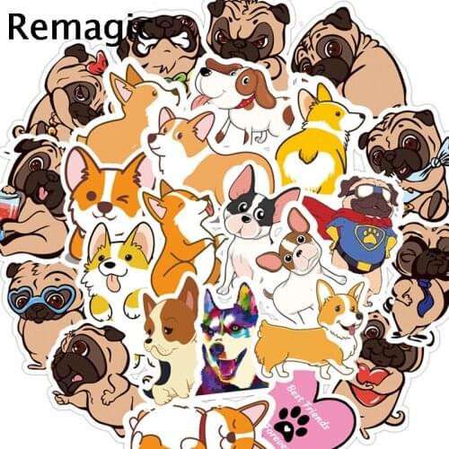 50pcs Corgi Bulldog dogs animals kids classic 90s kids Stickers pack fans paster scrapbooking diy phone laptop decorations gifts