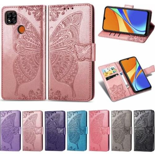 9C Case For Xiaomi Redmi 9 C 3D Butterfly Leather Flip Phone Cover For Xiaomi Redmi 9C Preservation Wallet Capa Coque Shell