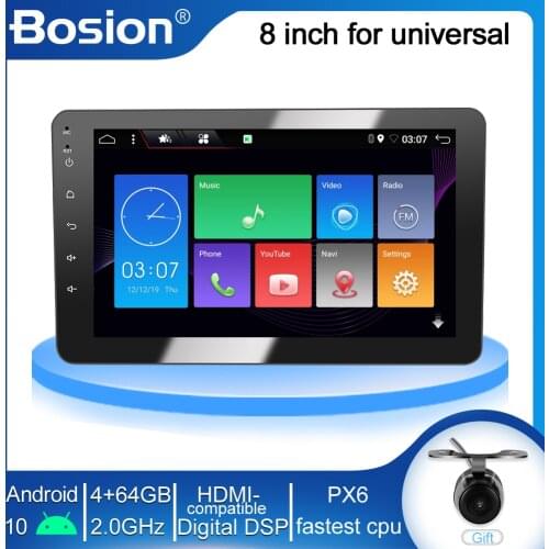 Bosion DSP PX6 4G+64G 8 inch IPS 1 DIN universal Android 10 Car radio player GPS Radio Player Stereo Head unit WIFI USB SWC BT
