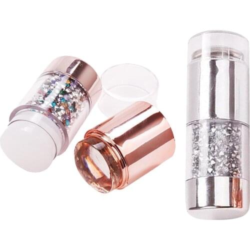 White Clear Nail Stampers and Nail Scrapers, Nail Art Stamper Scraper Kits for DIY Nails Make Up Beauty Tools Stamping