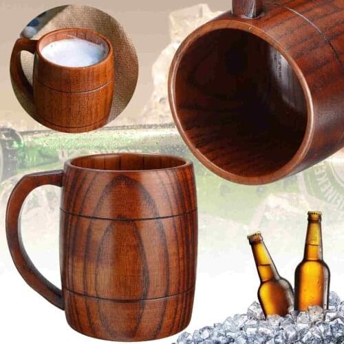 Wooden Handled Beer Cup Coffee Tea Juice Milk Wine Mug Gift Decoration