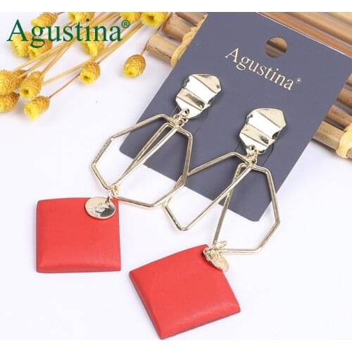 Agustina Wood Earrings Women Drop Earrings Jewelry Fashion Statement Red Earrings Korean EaringsMinimalist Earring Girls Boho cc