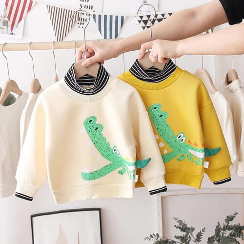 Kids Baby Boys Girls Toddlers Cartoon Warm Thicken Winter T-shirt Cartoon Tracksuit Children Clothing Cute Add Velvet 0-5 Years
