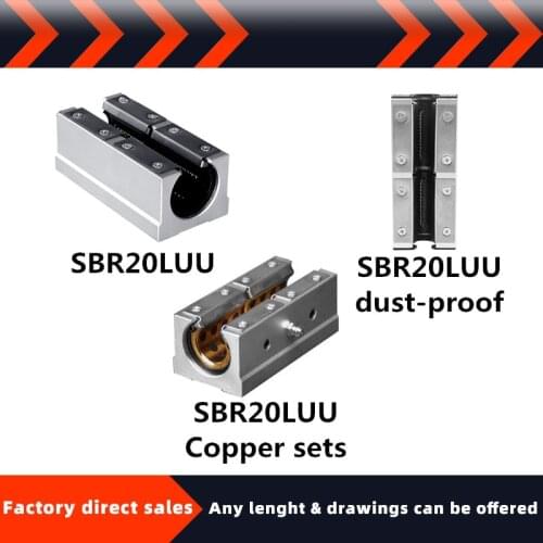 Hot selling high quality straight open box type dustproof/copper sleeve lengthened slider SBR20LUU