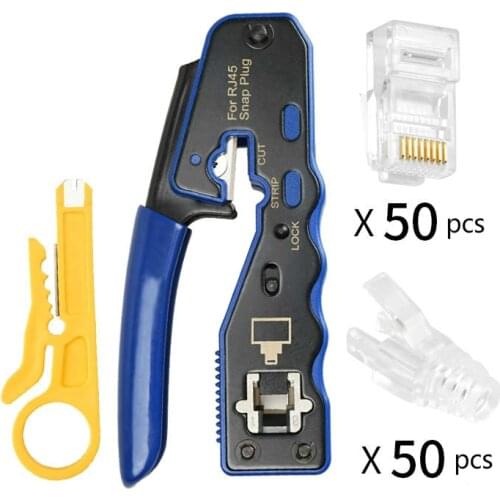 RJ45 Tool Network Crimping Pliers Multi-function Through Hole Crystal Head Sheath Network Cable Pliers Set Wire Stripping Pliers