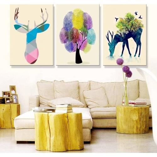JHLJIAJUN Canvas Painting Nordic Deer Style Kids Room Decor Wall Pictures Posters And Prints Art Modular On The Wall Pictures