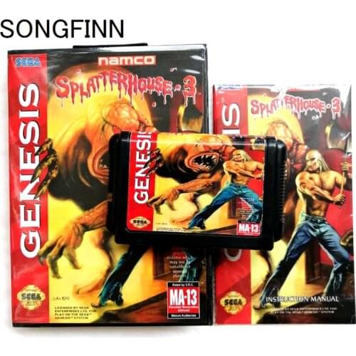 16 bit MD Memory Card With Box and Instruction Book for Sega Mega Drive for SEGA Genesis Megadrive -Splatter House 3