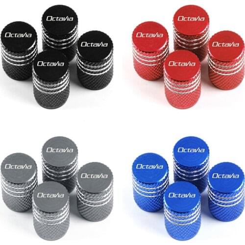 4pcs New Colorful Aluminum Car Tire Valve Stem Caps Tyre Air Dust Caps Truck valve cover for SKODA Octavia Auto Accessories
