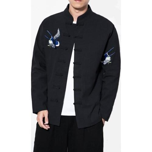 Chinese Style Retro Tang Suit Embroidered Young Men Hanfu Traditional Kung Fu Jacket Coat For Male Plus Size 5XL Jackets Куртка