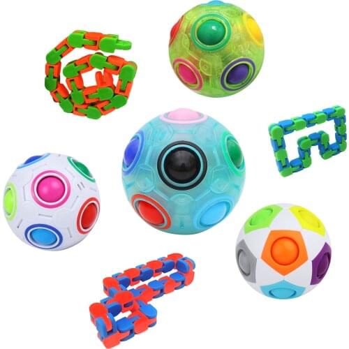 Creative Magic Cube Ball Antistress Rainbow Football Glowing Puzzle Montessori Kids Toys for Children Stress Reliever Toy