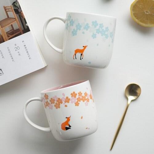 380ml Cute Animal Mug Ceramic Coffee Cup Tea Mug Creative Cartoon Pink Blue Coffee Mugs Kids Cup Milk Tea Mug Gift Drinkware