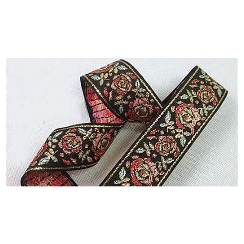 ZY DIY Traditional Black Rose Flowers Flowers Embroidery Jacquard Ribbon, Beautiful ribbon and DIY ribbons for sewing