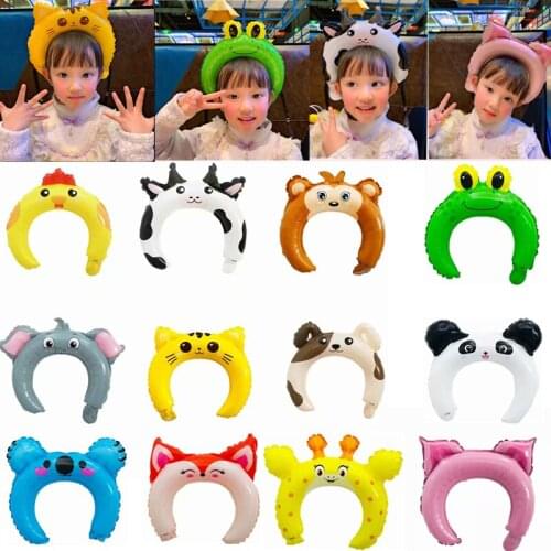 Cute Cartoon Animal Headband Foil Balloon Happy Birthday Wedding Party Baby Shower Decoration Kids Toys Child Decor