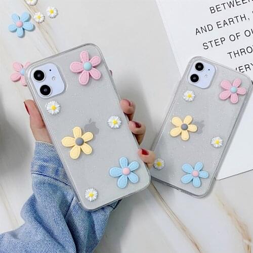 Kowkaka Cute Cartoon Flower Phone Case for IPhone 11 Pro Xs Max X XR XS Max 6 6s 7 8 Plus Soft Flower Love Heart Fundas Cover