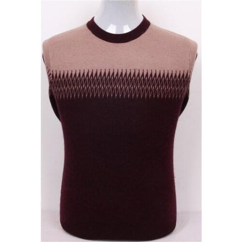 New arrival goat cashmere striped knit men fashion o-neck thick pullover sweater claret 2color S/3XL