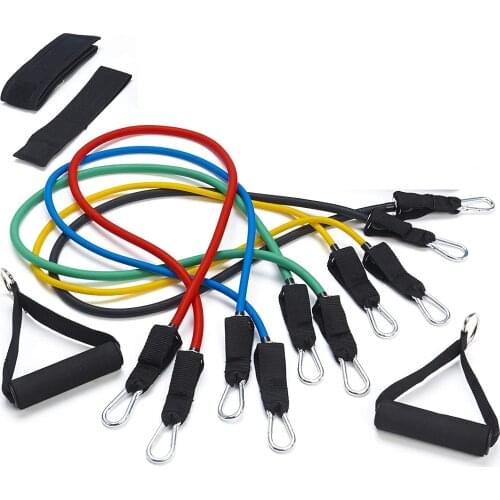 Resistance Band Set with Door Anchor, Ankle Strap, Exercise Chart, and Carrying Case