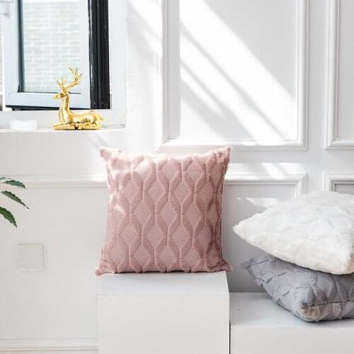 2021 New Nordic Solid Color Plush Polyester Cotton Living Room Hotel Sofa Soft Fur Cushion Cover Cushion Decorative Pillowcase