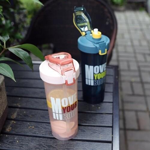New 800ml Sport Shaker Bottle With Straw Whey Protein Powder Mixing Bottle Gym Fitness Shaker Portable Plastic Drink Bottle