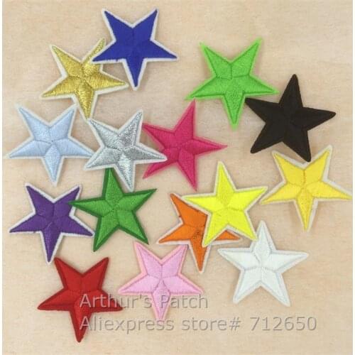 New arrival 10 pcs little star Embroidered patches iron on cartoon Motif Applique hat bag garment embroidery accessory 15 colors