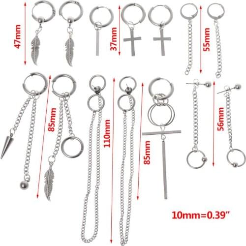 97QE 14 Pcs/Set New Arrival Trendy Jewelry Earrings Stainless Steel Korean Fashion Personality For Men Women Boys Party Hip Hop