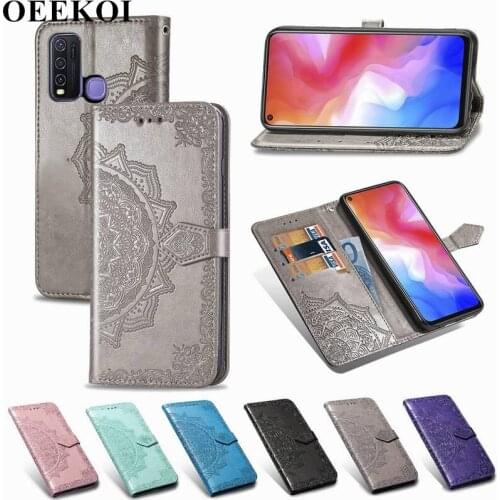 OEEKOL Datura Flower Flip Cover PU Leather Wallet Case for Vivo Y50