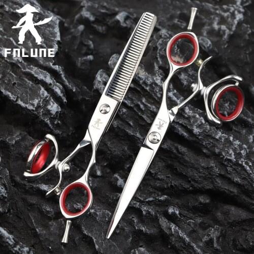 FnLune 6.0 japan steel Professional Hair Salon Scissors Cut Barber Accessories Haircut Thinning Shear Hairdressing Tool Scissors